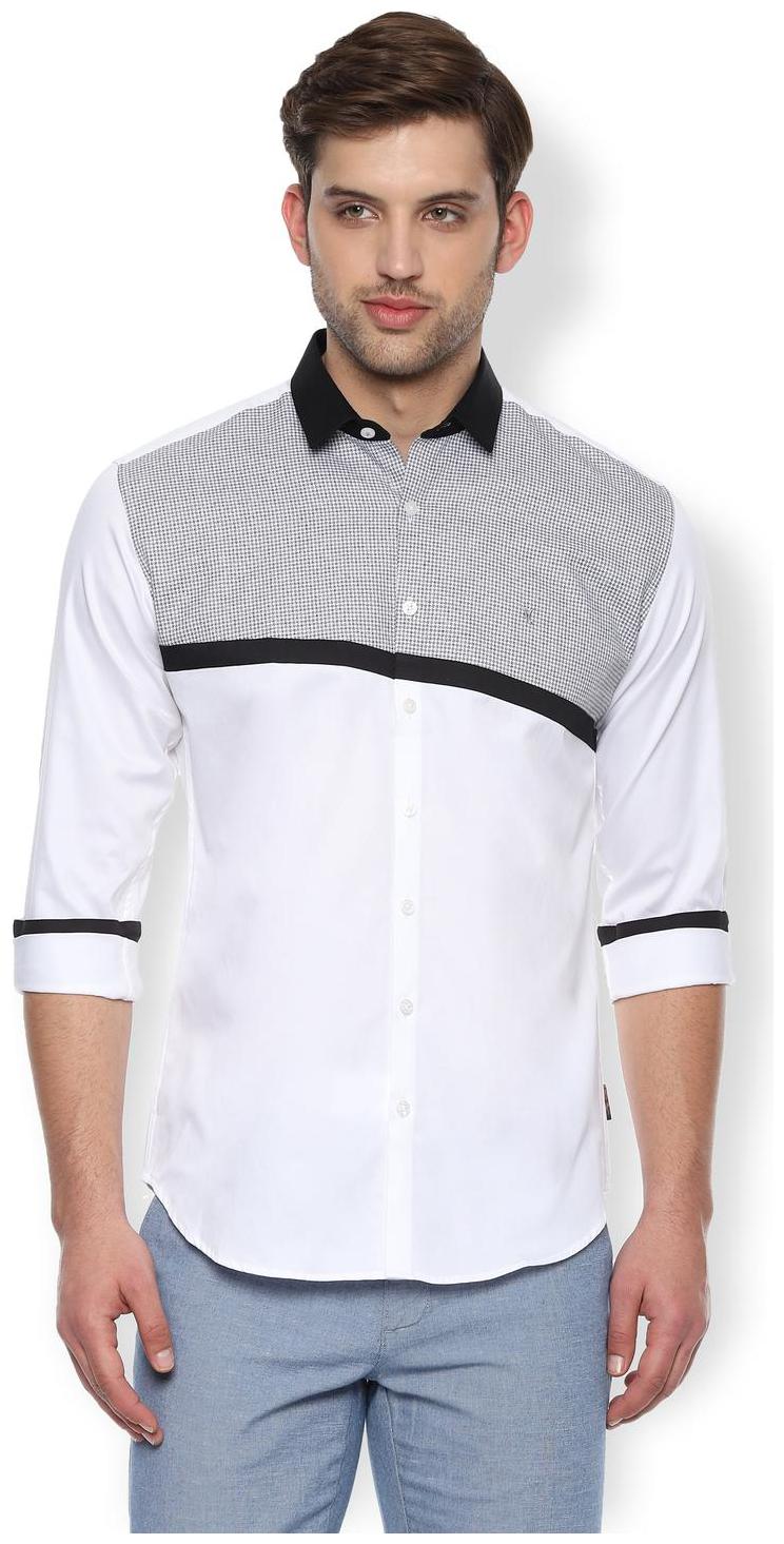 

Van Heusen Men White Colorblocked Slim Fit Casual Shirt