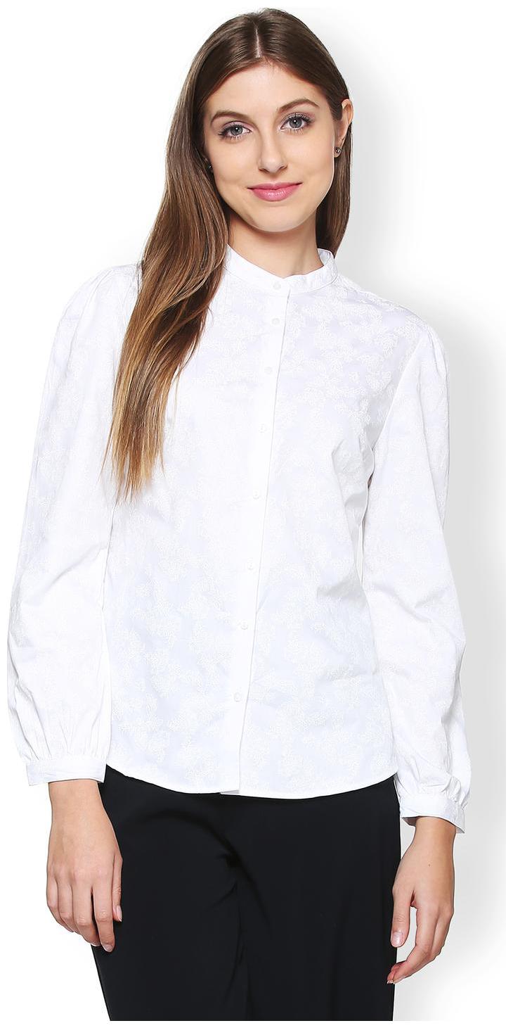 

Van Heusen Women White Printed Regular Fit Shirt