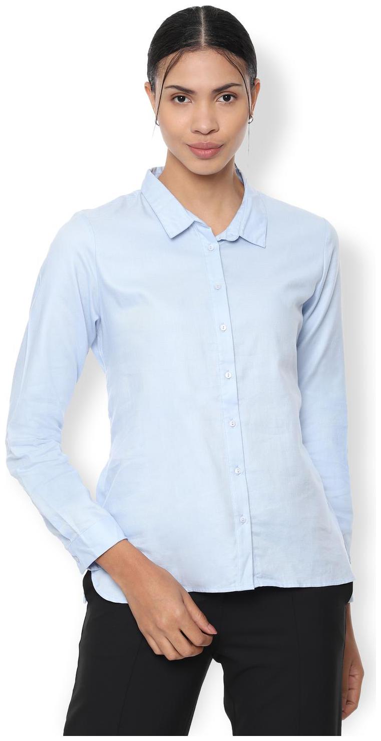 

Van Heusen Women Blue Self Design Regular Fit Shirt