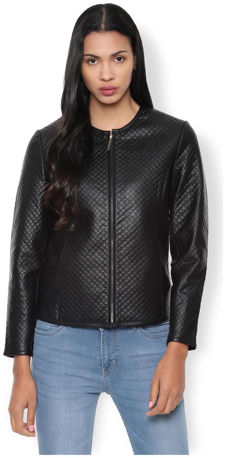 

Van Heusen Women Solid Biker Jacket - Black