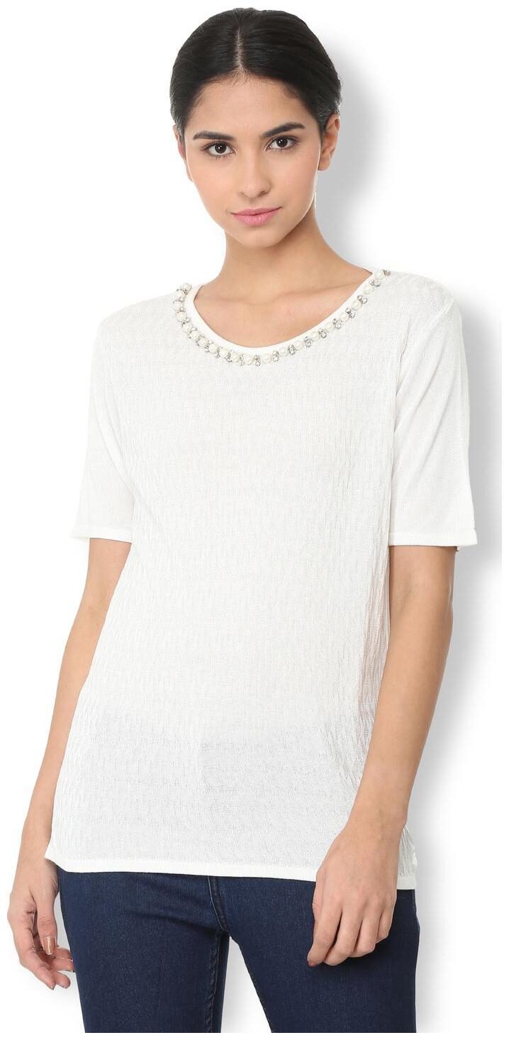

Van Heusen Women Solid Regular top - White