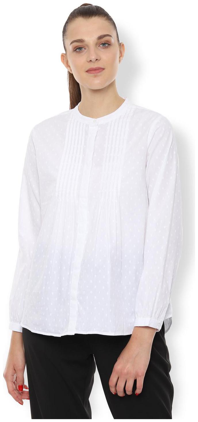 

Van Heusen Women White Self Design Regular Fit Shirt