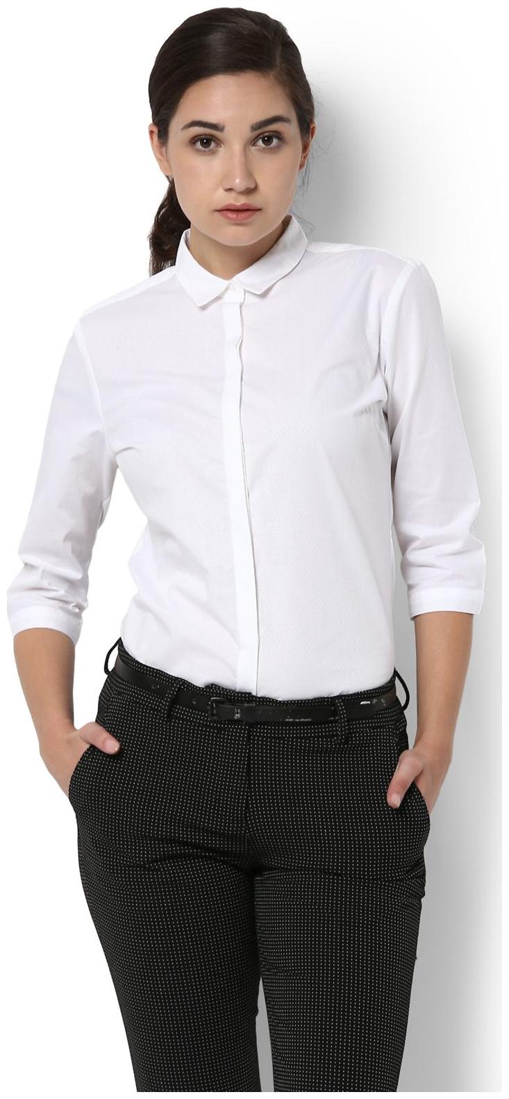 

Van Heusen Women White Solid Slim Fit Shirt