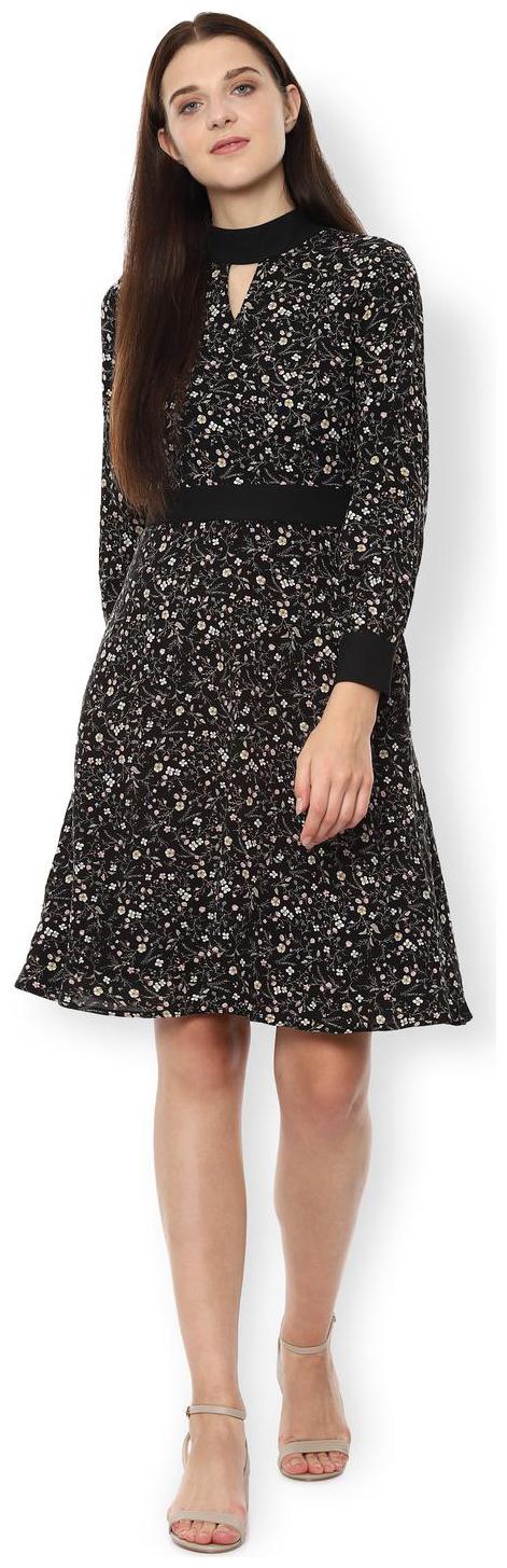 

Van Heusen Black Printed A-line dress