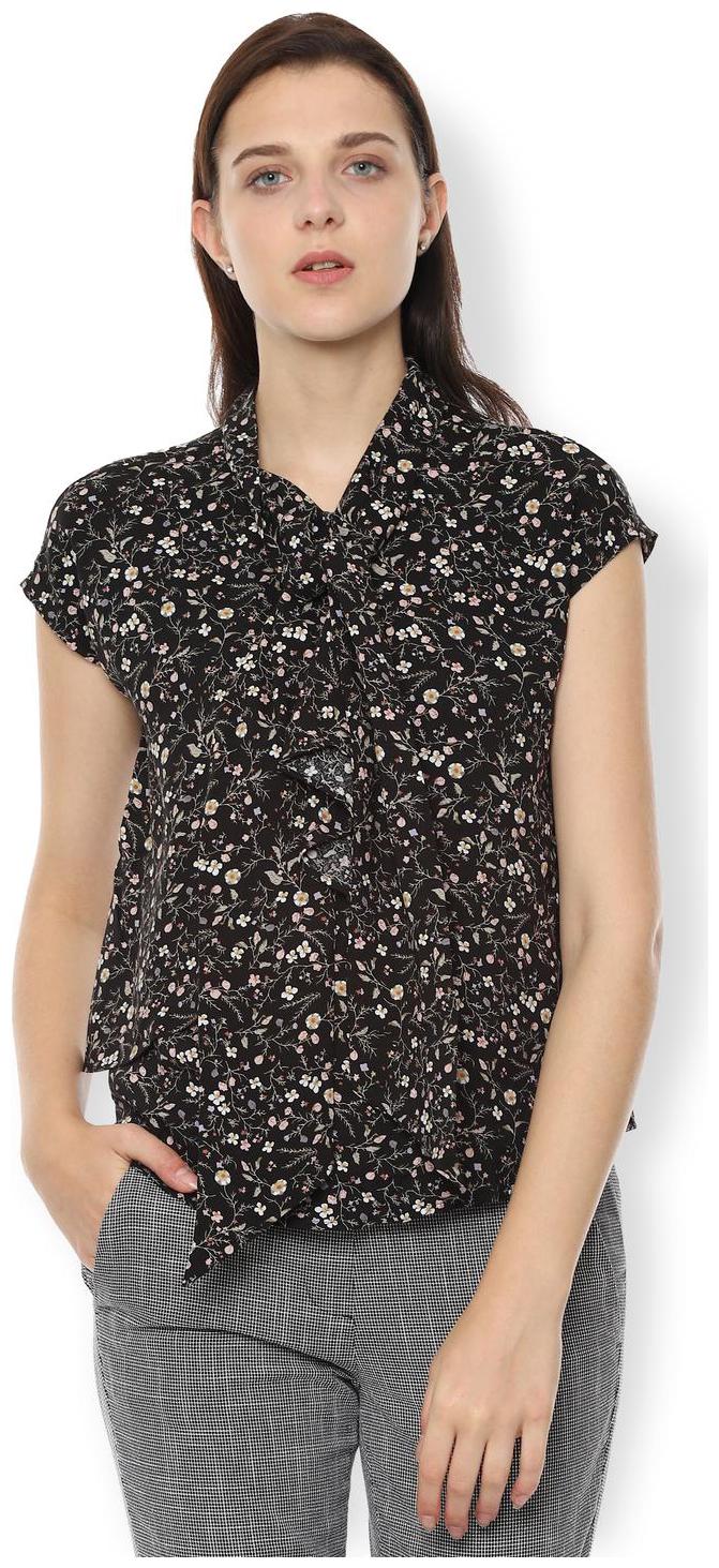

Van Heusen Women Printed A-line top - Black