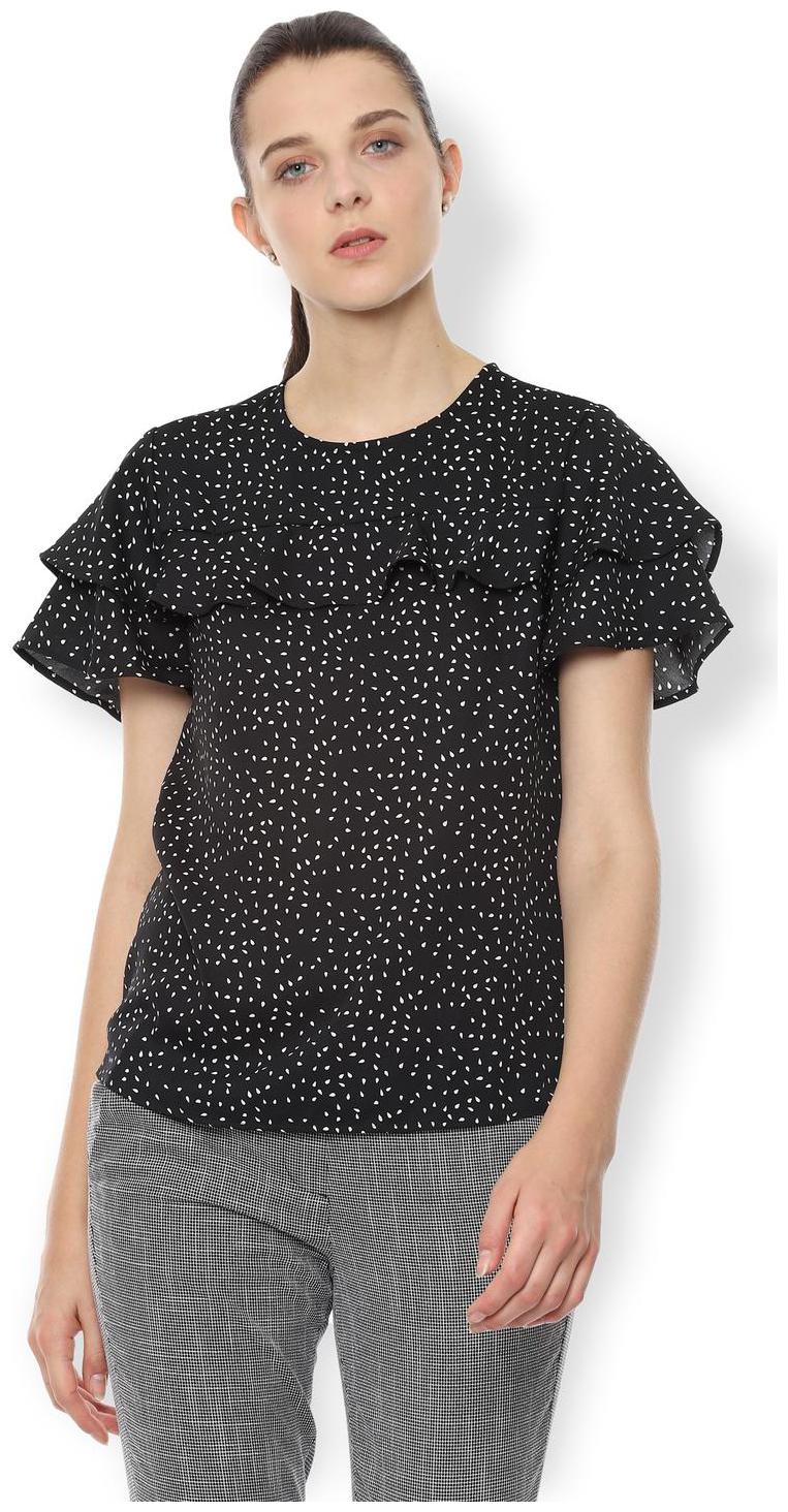 

Van Heusen Women Printed A-line top - Black