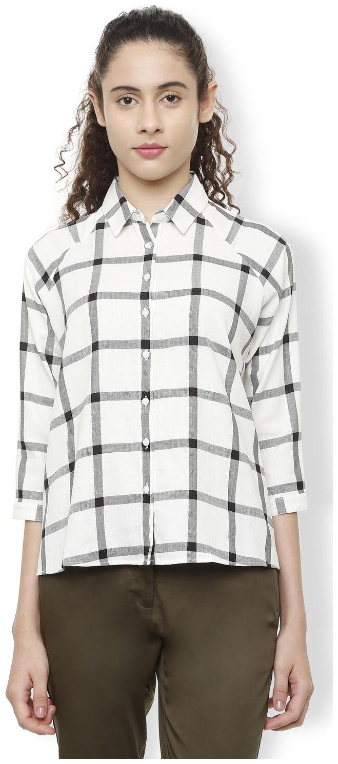 

Van Heusen Women White Checked Regular Fit Shirt