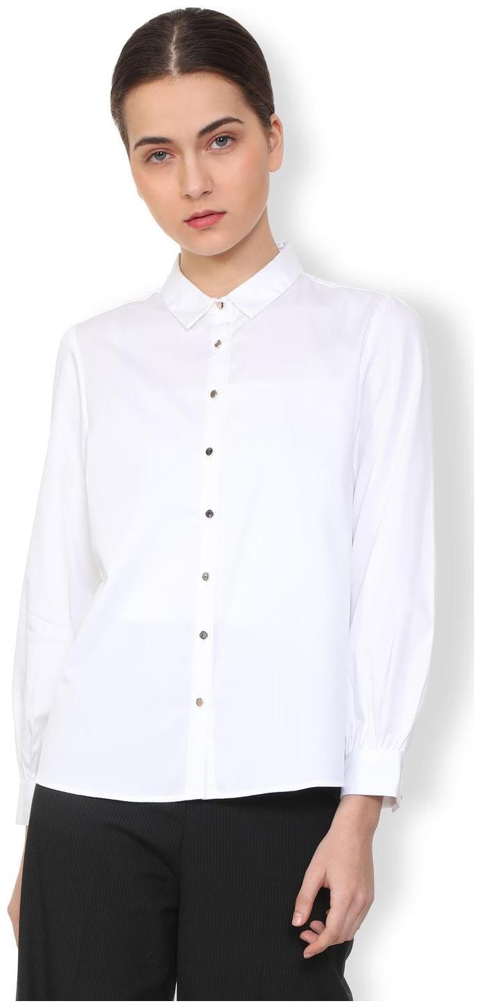 

Van Heusen Women White Solid Regular Fit Shirt