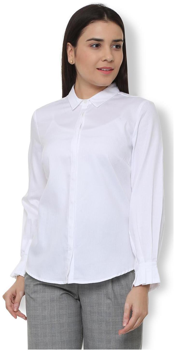 

Van Heusen Women White Striped Regular Fit Shirt