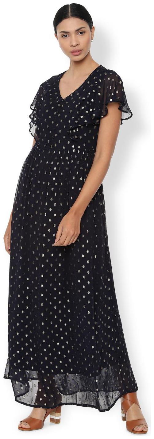 

Van Heusen Blue Self design Empire dress
