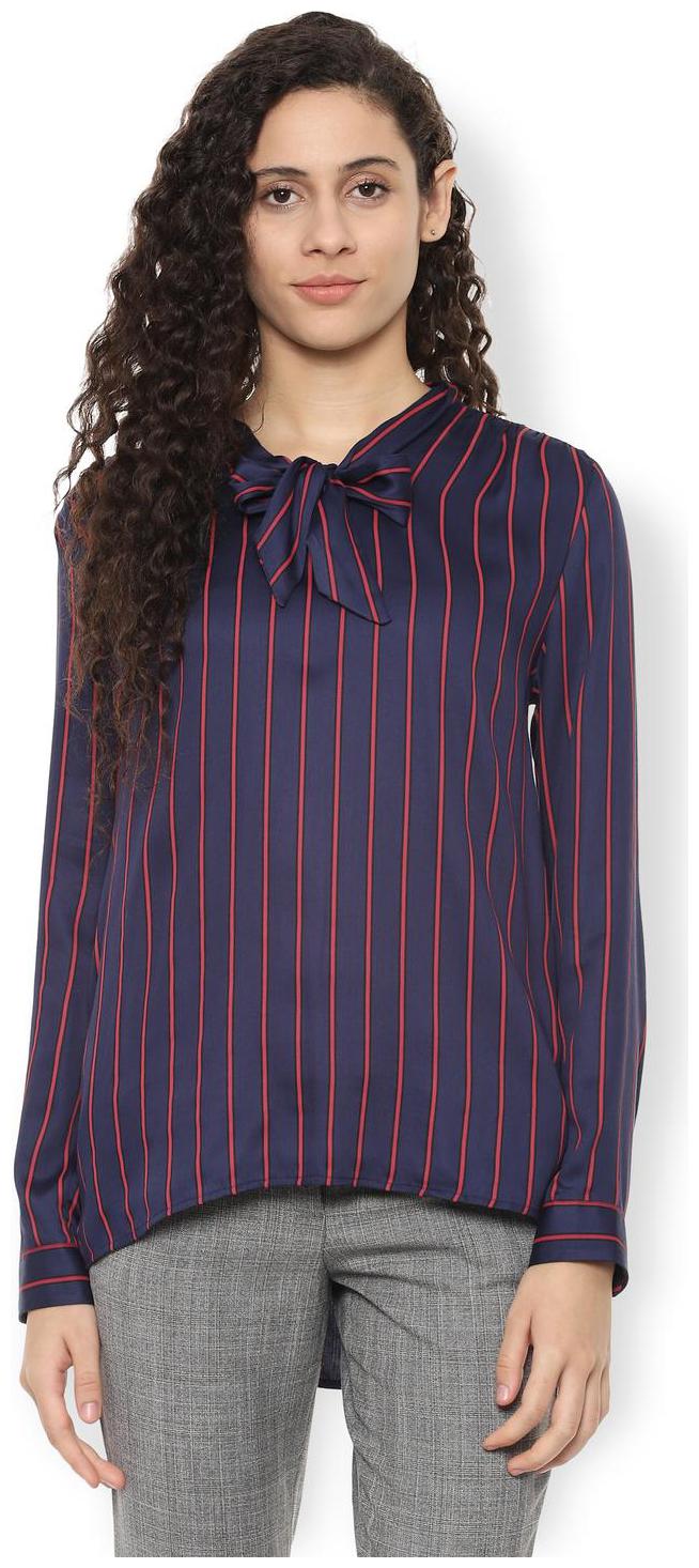 

Van Heusen Women Striped Regular top - Blue