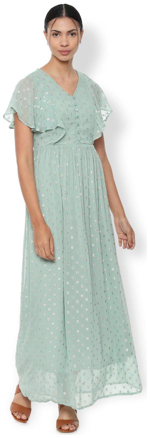 

Van Heusen Green Self design Empire dress