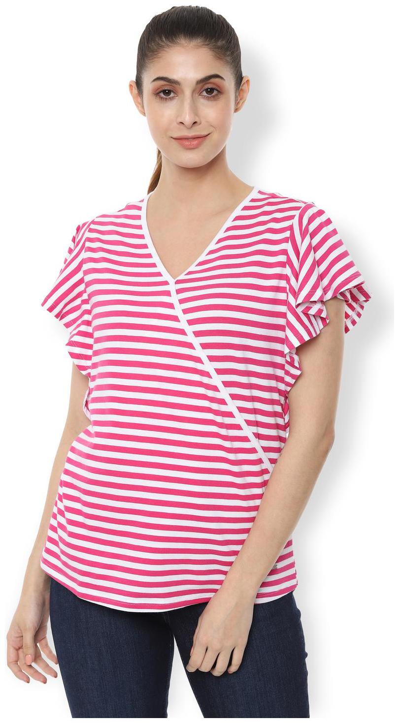 

Van Heusen Women Striped Regular top - Pink