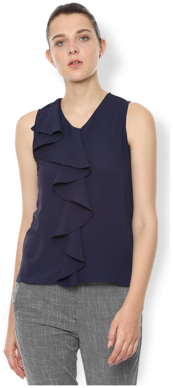 

Van Heusen Women Solid A-line top - Blue