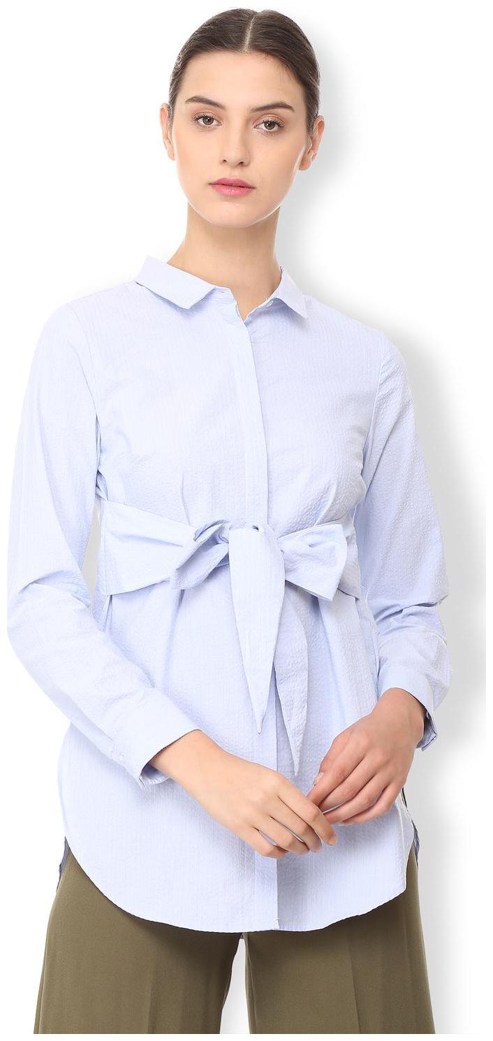 

Van Heusen Women Blue Solid Regular Fit Shirt