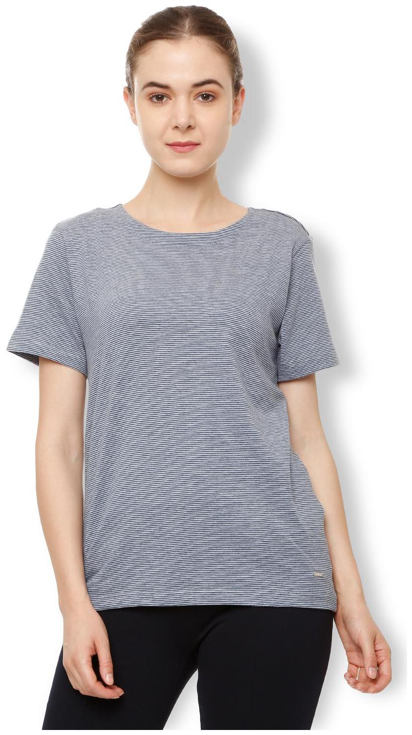 

Van Heusen Women Striped Regular top - Blue