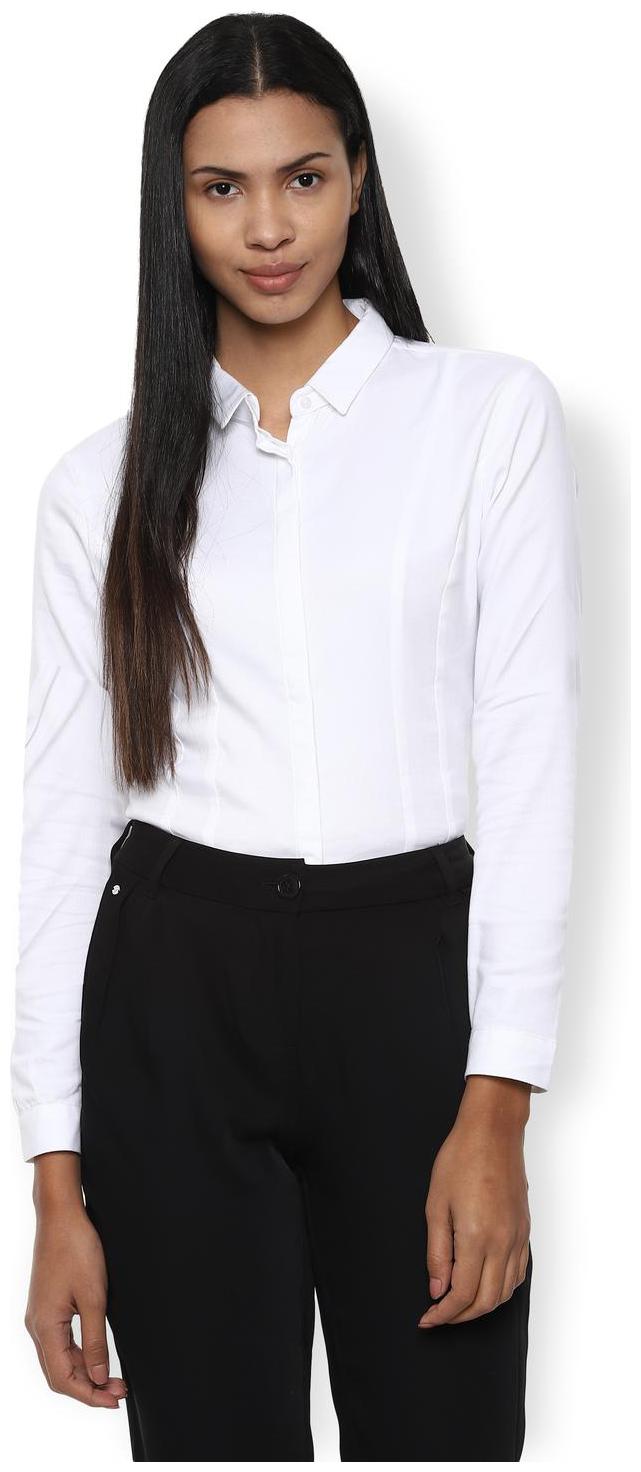 

Van Heusen Women White Solid Regular Fit Shirt