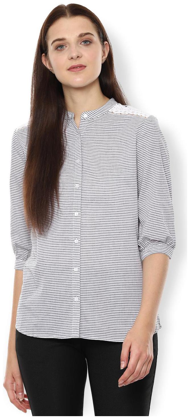 

Van Heusen Women White Striped Regular Fit Shirt