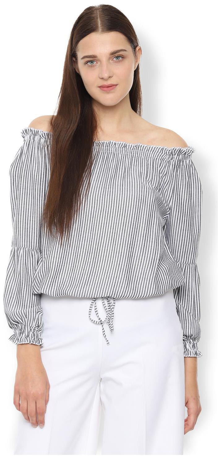 

Van Heusen Women Striped Regular top - White