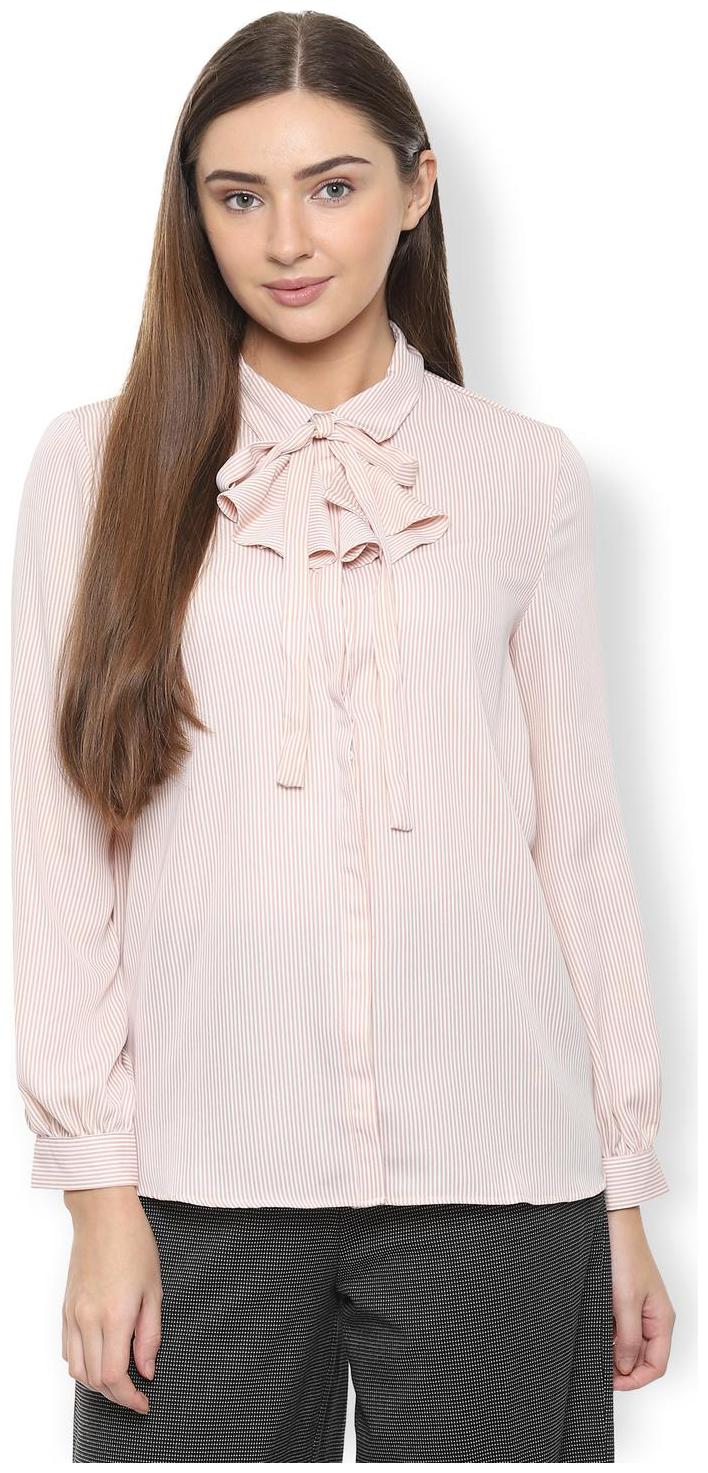 

Van Heusen Women Orange Striped Regular Fit Shirt
