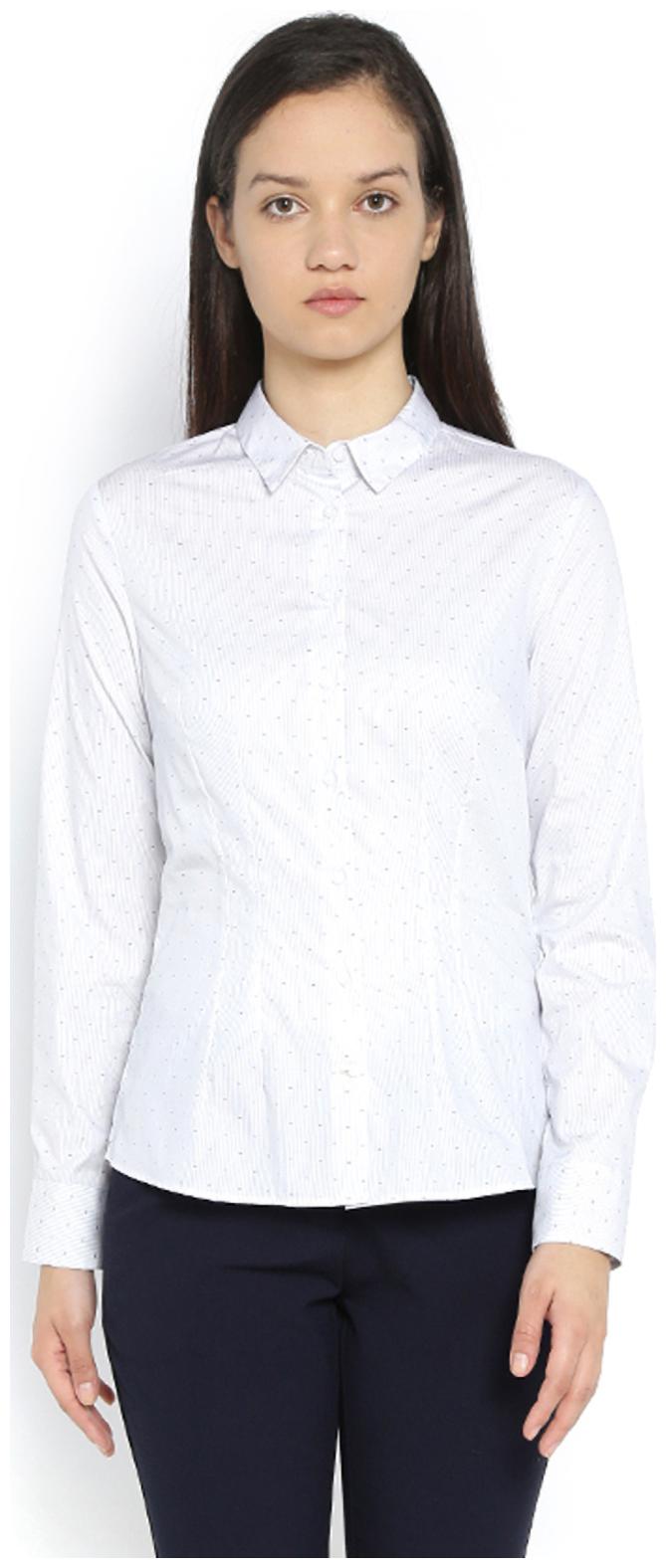 

Van Heusen Women White Solid Slim Fit Shirt