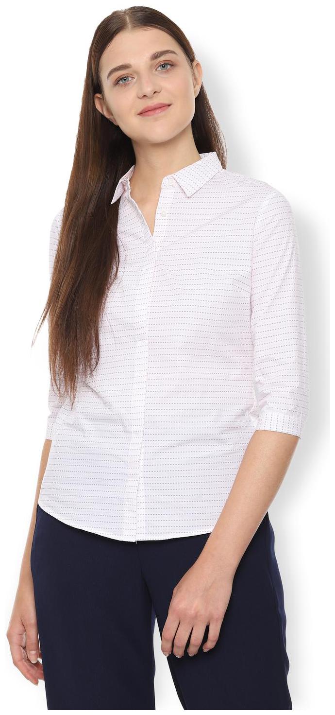 

Van Heusen Women White Printed Regular Fit Shirt