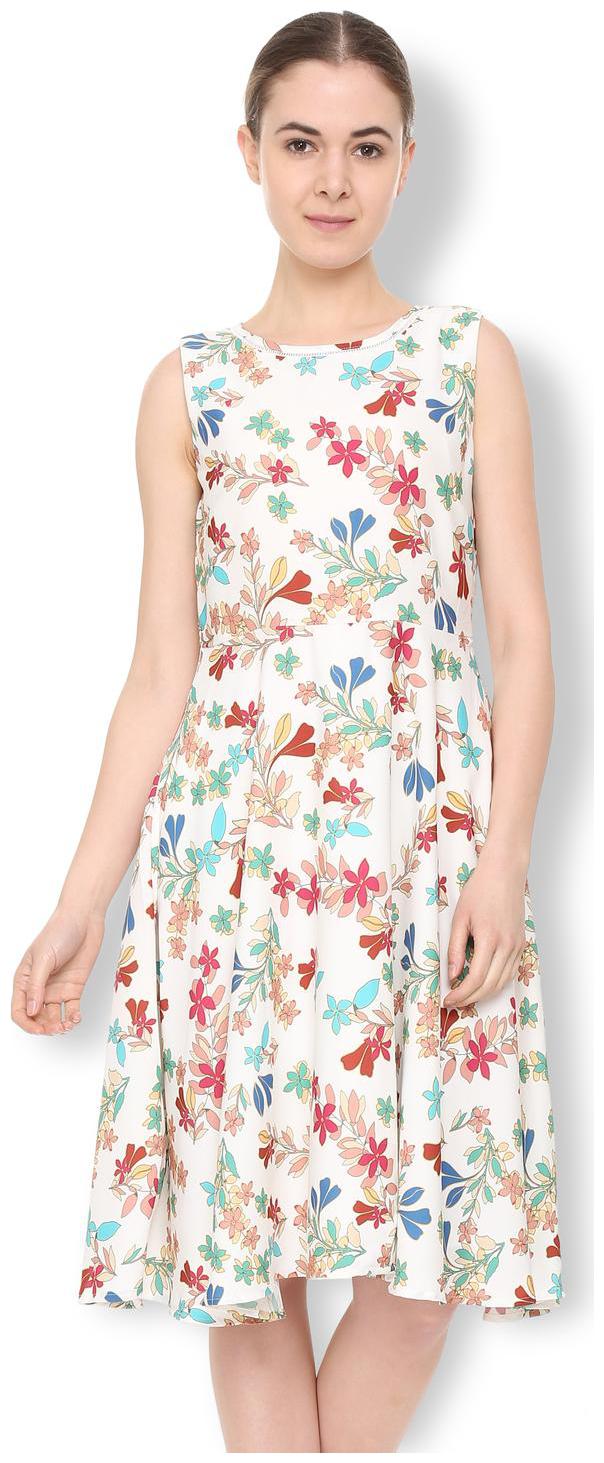 

Van Heusen White Printed A-line dress