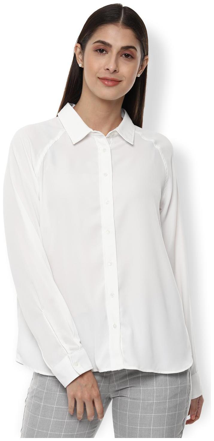 

Van Heusen Women White Solid Regular Fit Shirt