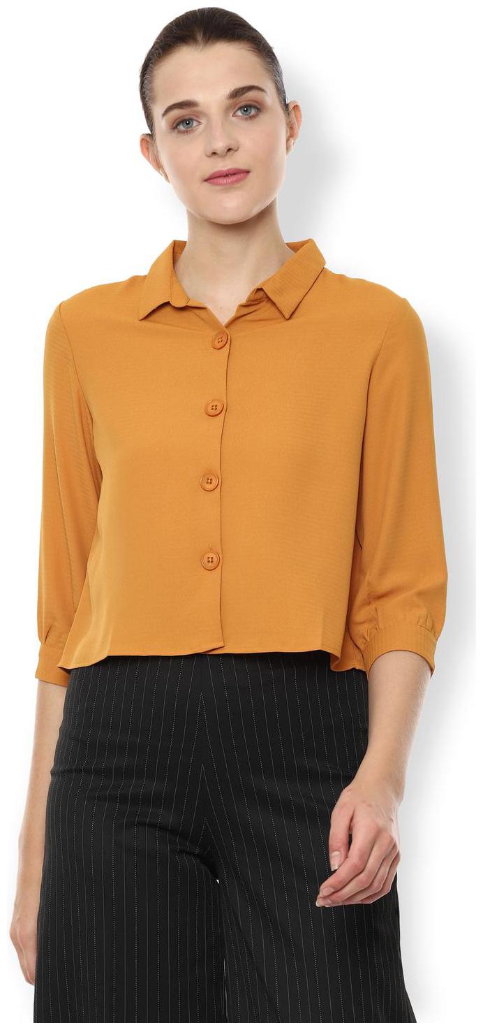 

Van Heusen Women Yellow Solid Regular Fit Shirt