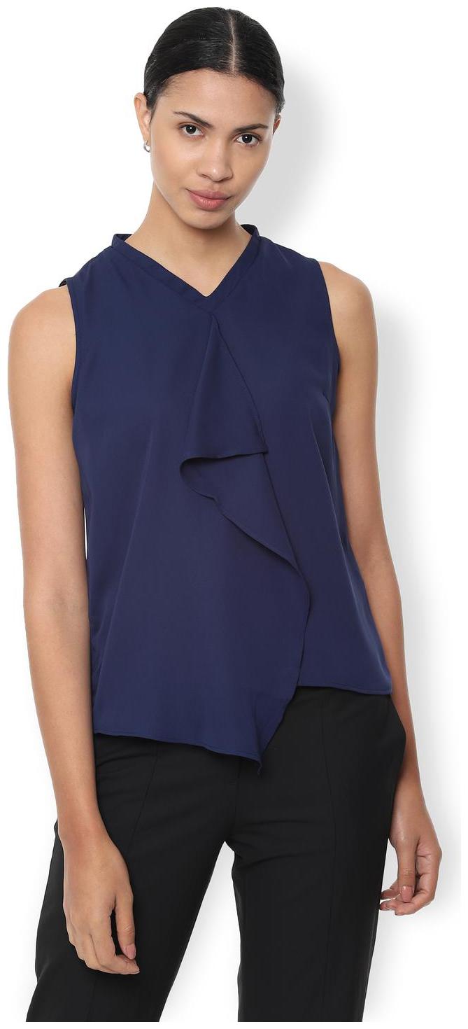 

Van Heusen Women Solid Regular top - Blue