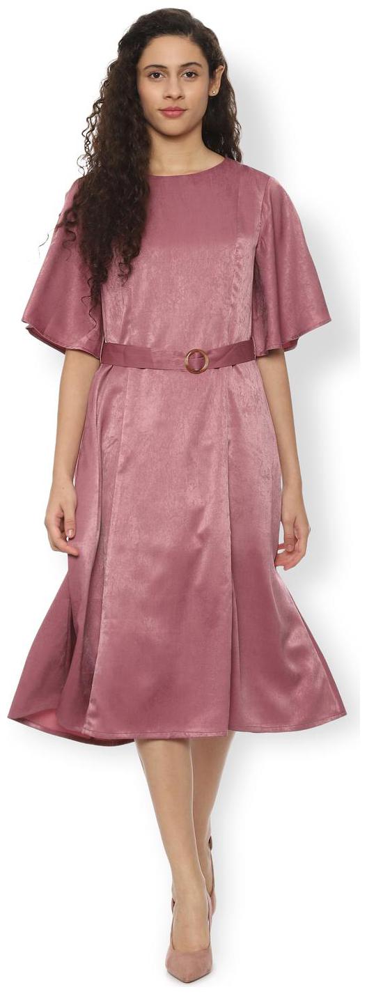 

Van Heusen Pink Solid Fit flare dress