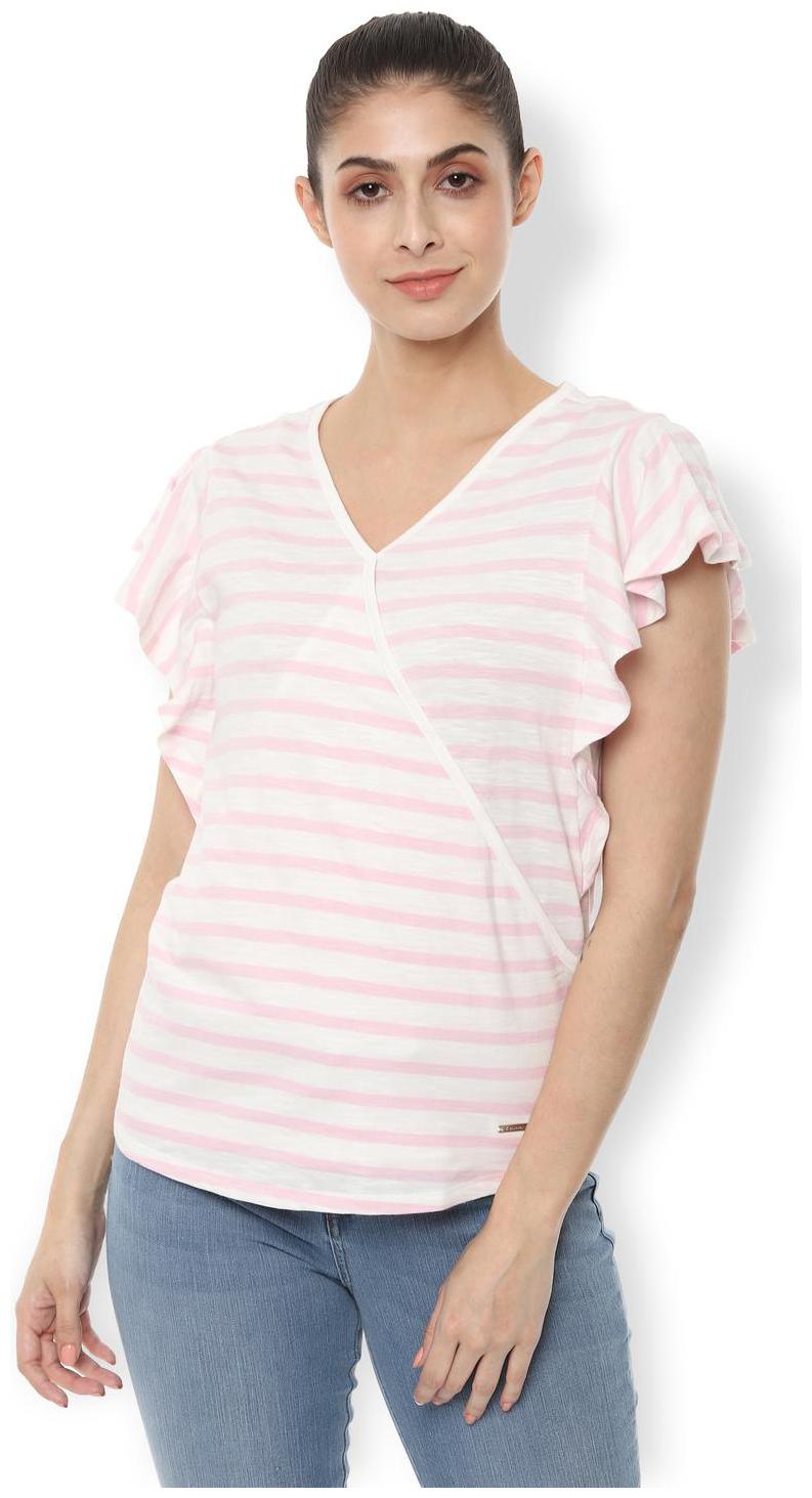 

Van Heusen Women Striped Regular top - White
