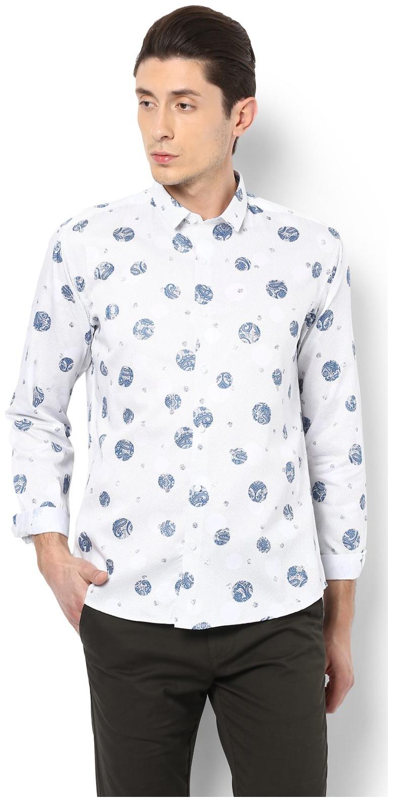 

Van Heusen Men White Printed Slim Fit Casual Shirt