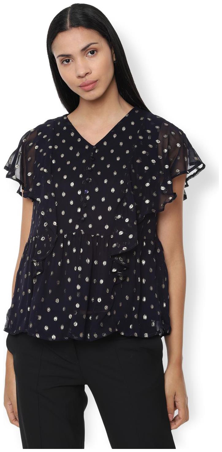 

Van Heusen Women Self design Regular top - Blue