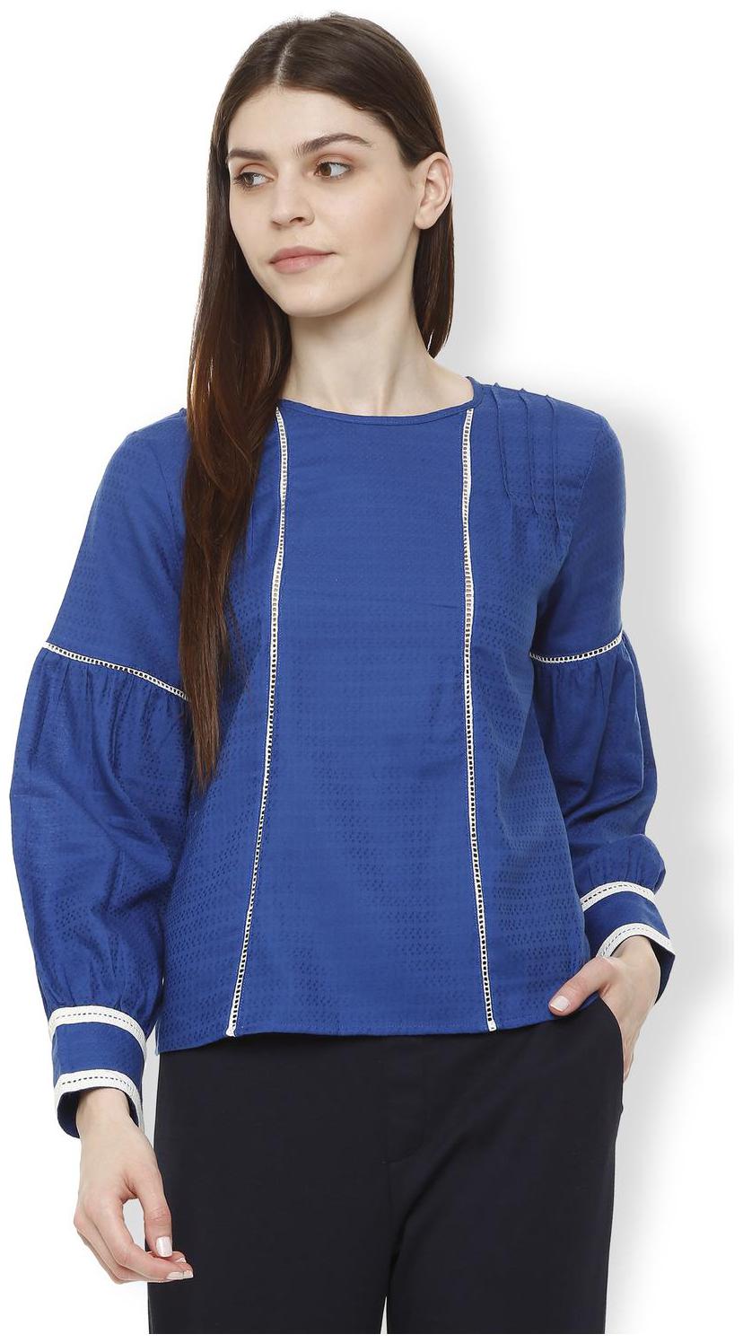 

Van Heusen Women Self design Regular top - Blue