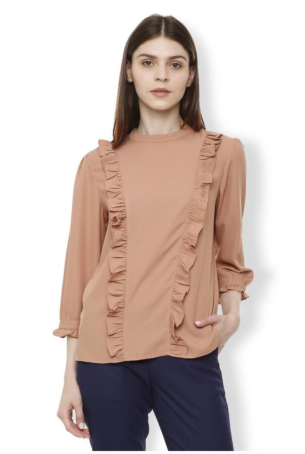 

Van Heusen Women Solid Regular top - Brown