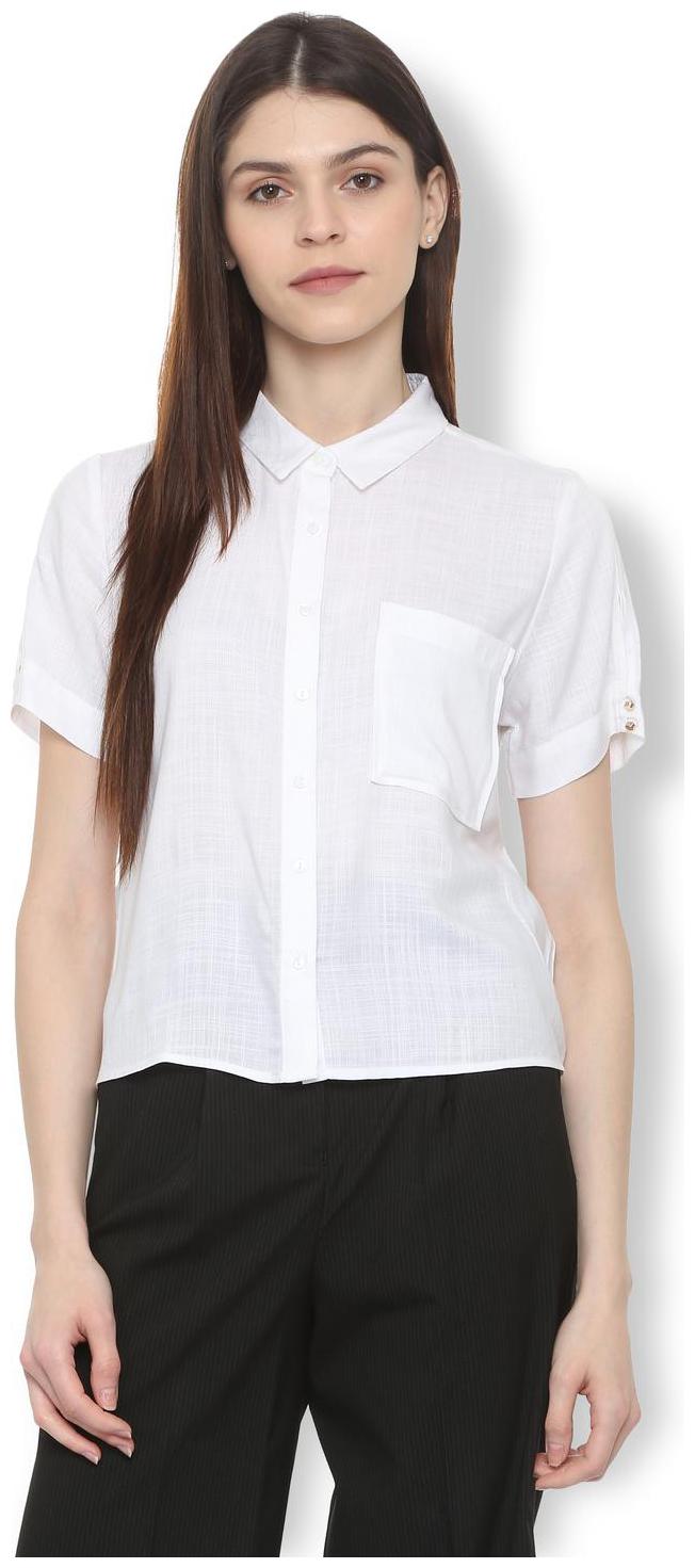 

Van Heusen Women White Self Design Regular Fit Shirt