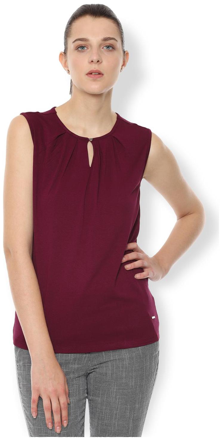 

Van Heusen Women Solid A-line top - Purple