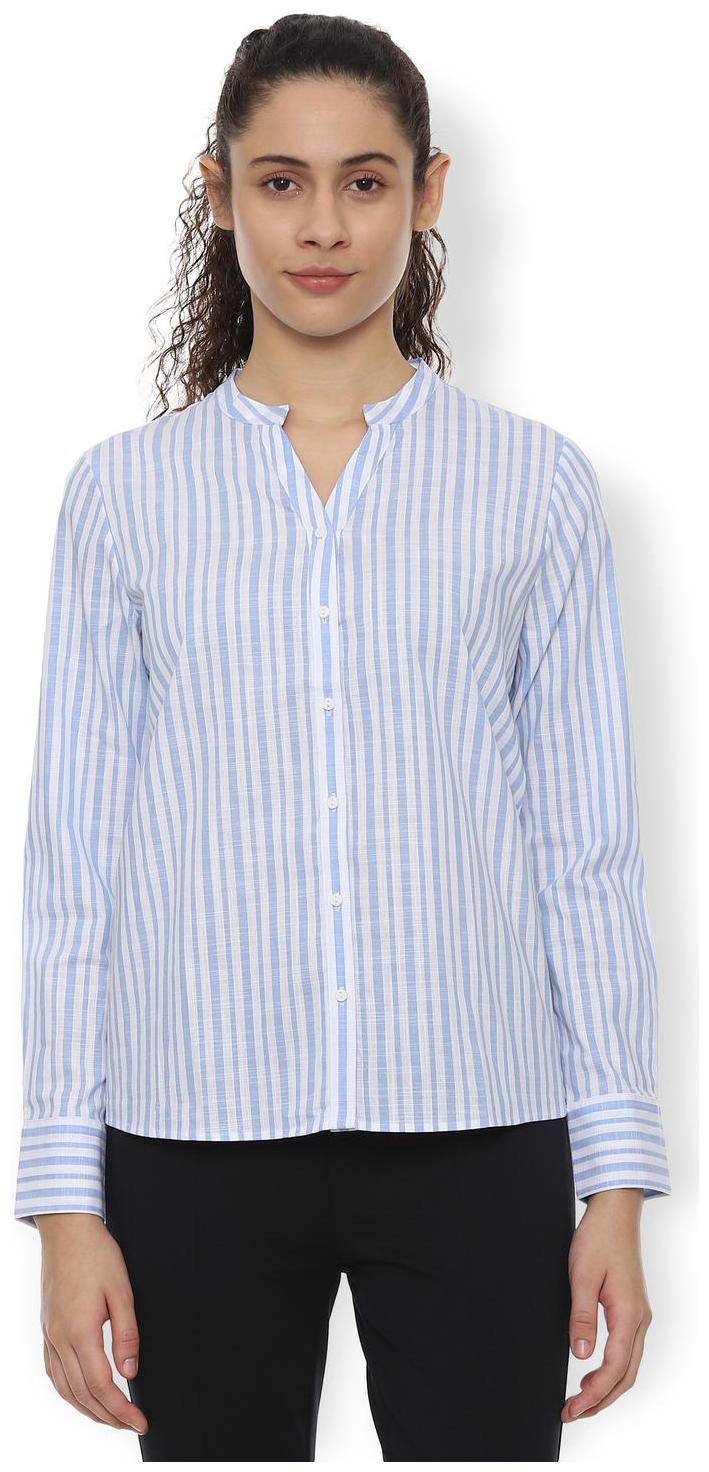 

Van Heusen Women Blue Striped Regular Fit Shirt