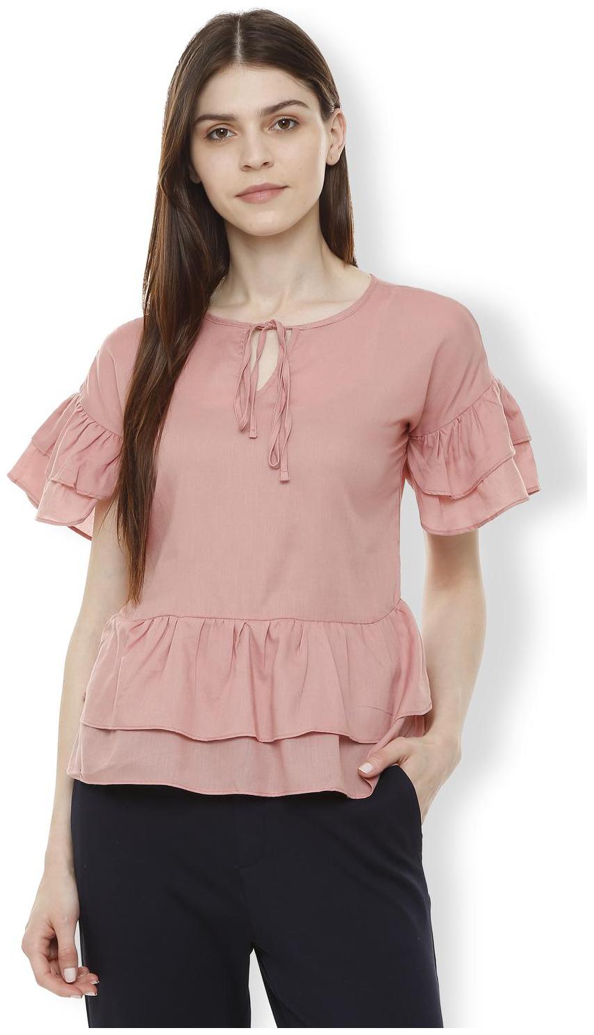 

Van Heusen Women Solid Regular top - Pink