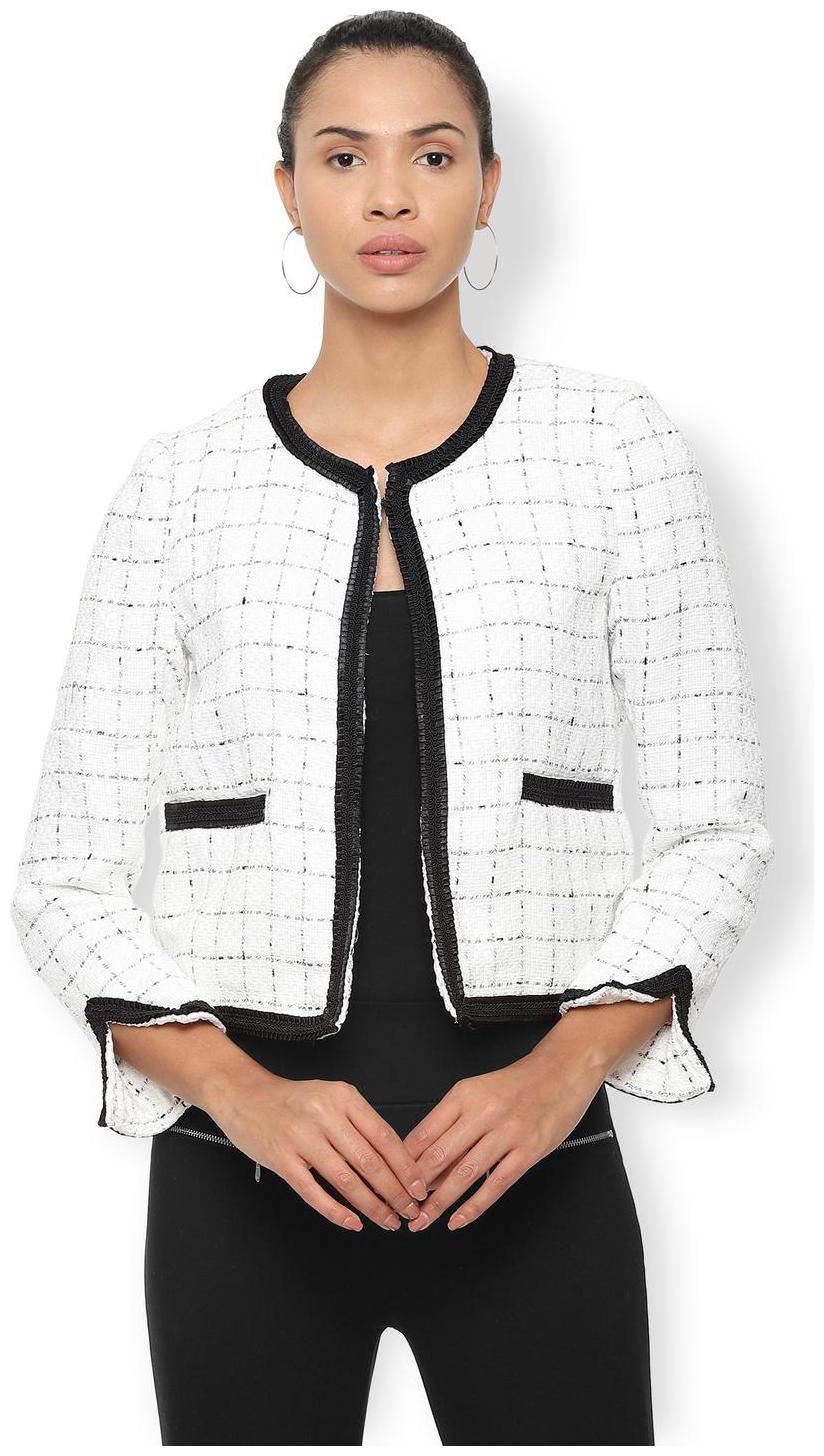 

Van Heusen Women Checked Regular Jacket - White