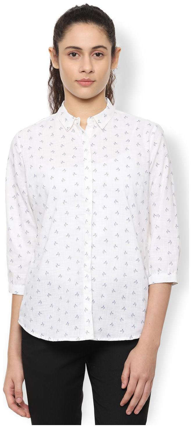 

Van Heusen Women White Printed Regular Fit Shirt