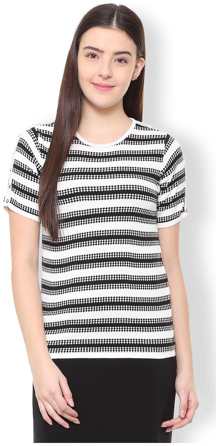 

Van Heusen Women Striped Regular top - Black