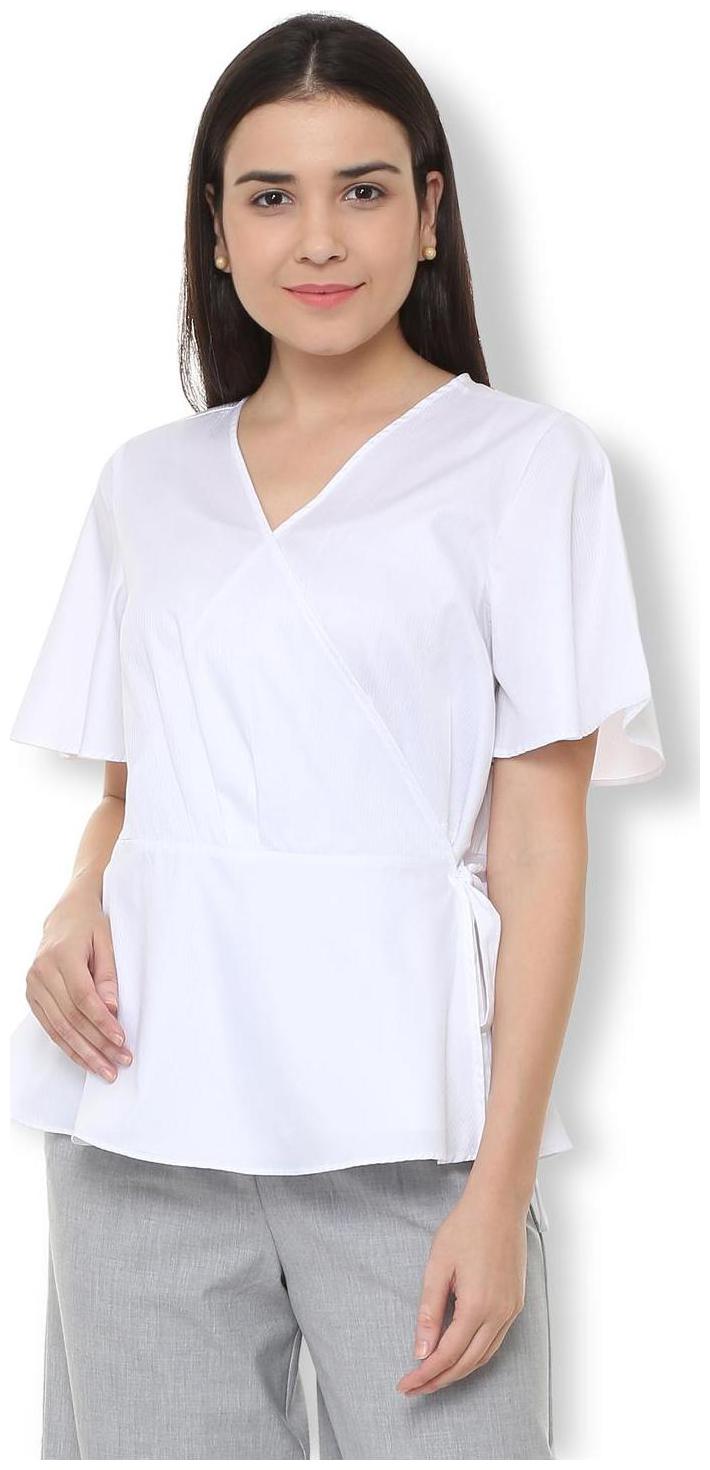 

Van Heusen Women Striped A-line top - White