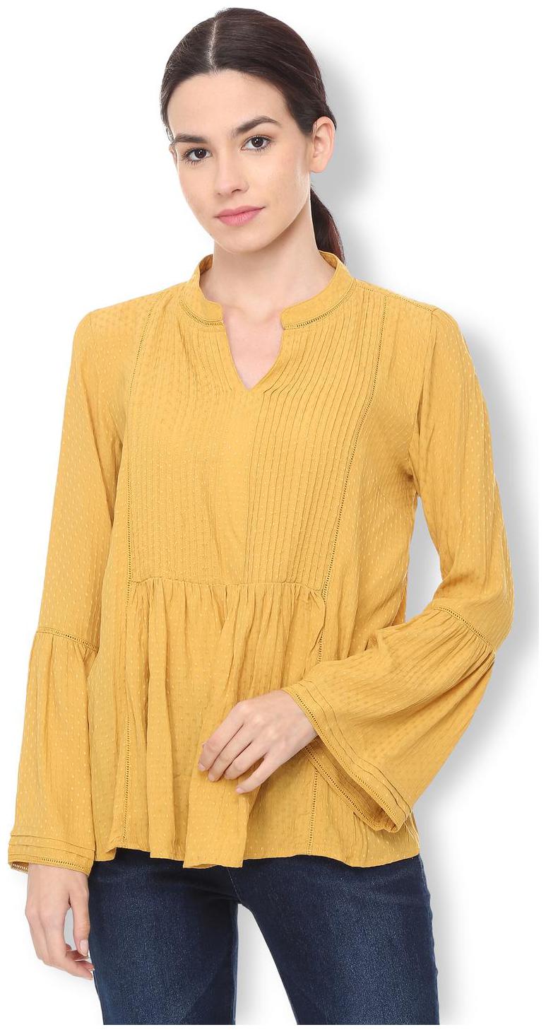 

Van Heusen Women Self design Regular top - Yellow