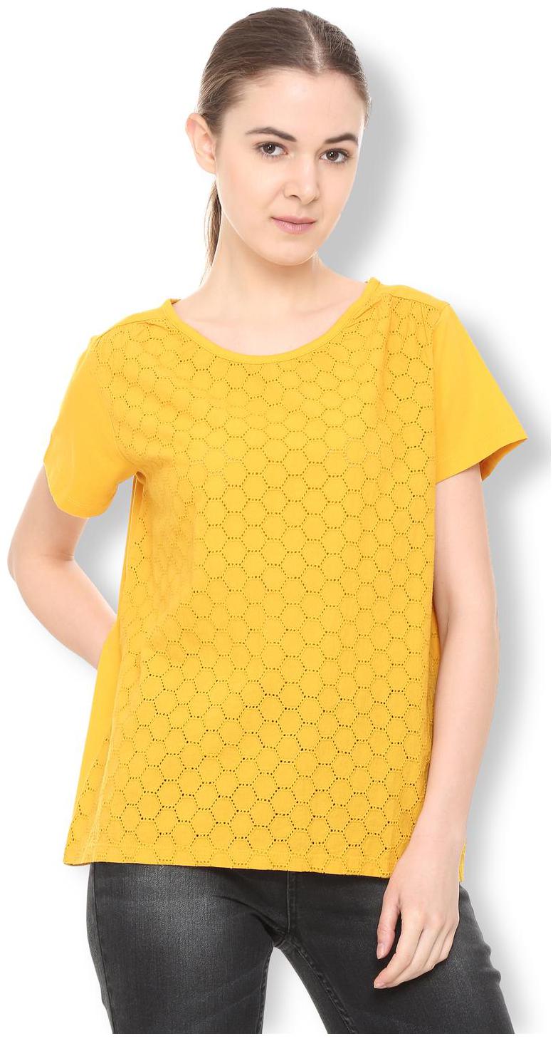 

Van Heusen Women Self design Regular top - Yellow