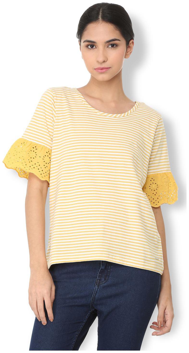 

Van Heusen Women Striped Regular top - Yellow