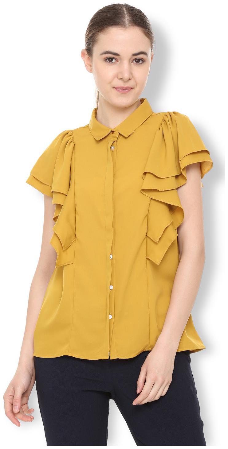

Van Heusen Women Yellow Solid Regular Fit Shirt