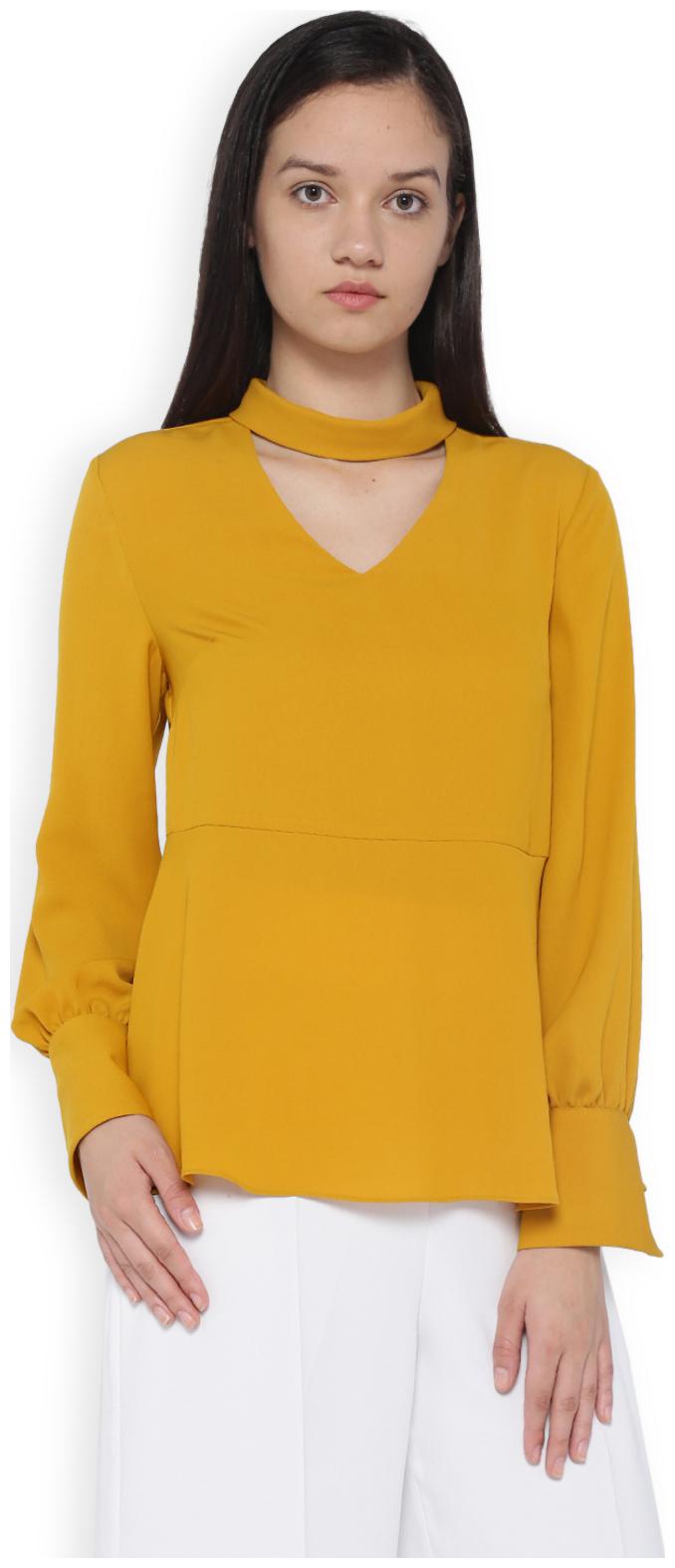 

Van Heusen Women Solid Regular top - Yellow