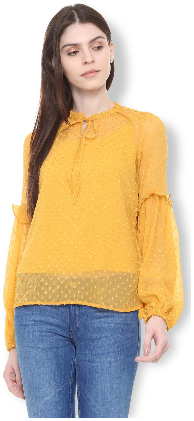 

Van Heusen Women Self design Regular top - Yellow